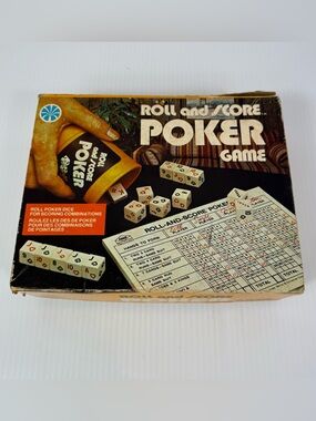 Vintage Roll and Score Poker Dice Game 1977 E.S. Lowe Mixed Lot of Dice